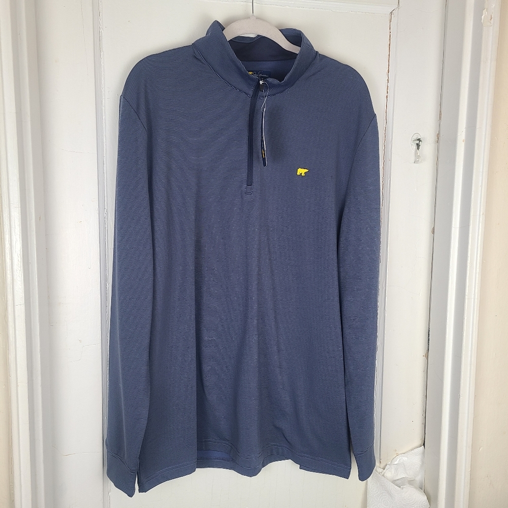 Jack Nicklaus Mens Golf 1/4 Zip Pullover Long Sleeves XL Striped Indigo.